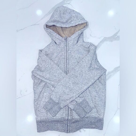 Uniqlo Fur Lined Zip Jacket, Gray, Size 9-10 - Picture 1 of 6
